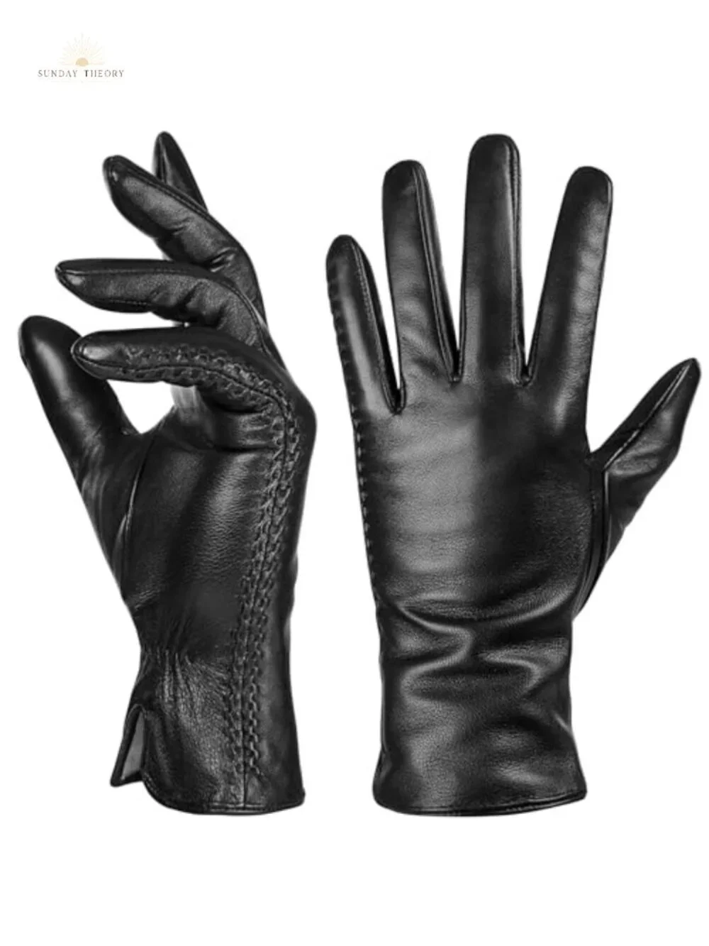 Genuine Sheepskin Leather Gloves with Cashmere Lining, Touchscreen Compatible